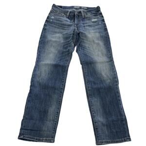 Levis Jeans Womens 6 W28 Blue Mid Rise Slim Cuffed Distressed Denim